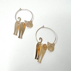 Gold Cat Hoop Earrings